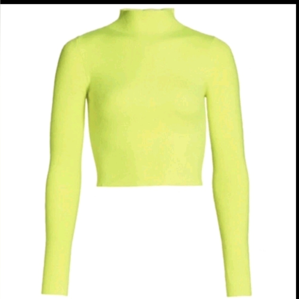 Alice + Olivia Neon Green Long Sleeve Fitted Knit Top